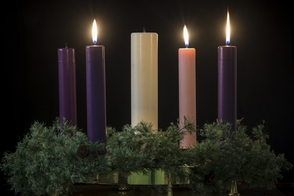 Advent Wreath (candles lit to third week of Advent)