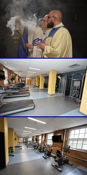 Liturgy in St. Mary's Chapel and photos of the new fitness center.