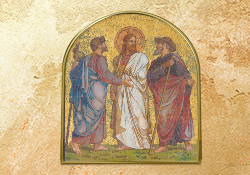 Jesus meets the disciples on the Road to Emmaus (mosaic)-image for Vocational Synthesis.