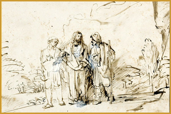 Rembrandt, Jesus and the Disciples on the Road to Emmaus.