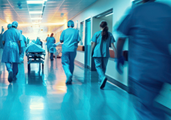 Image of healthcare providers in a hospital setting.